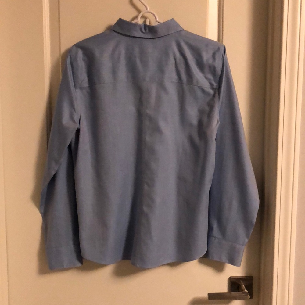 Blue, Machine Washable, Button Down Shirt - image 2